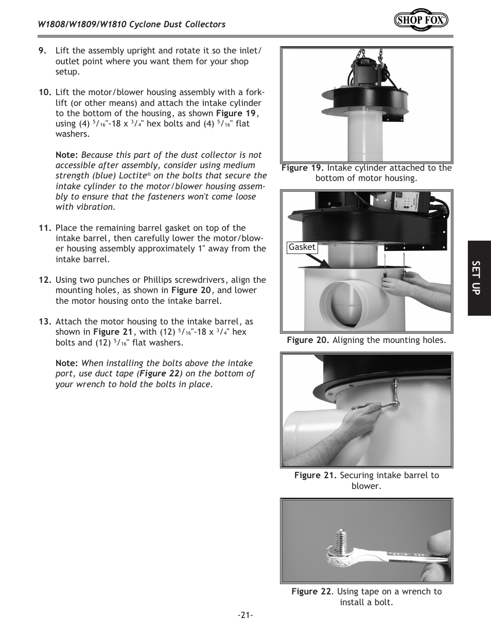 Se t u p | Woodstock SHOP FOX W1808 User Manual | Page 23 / 64