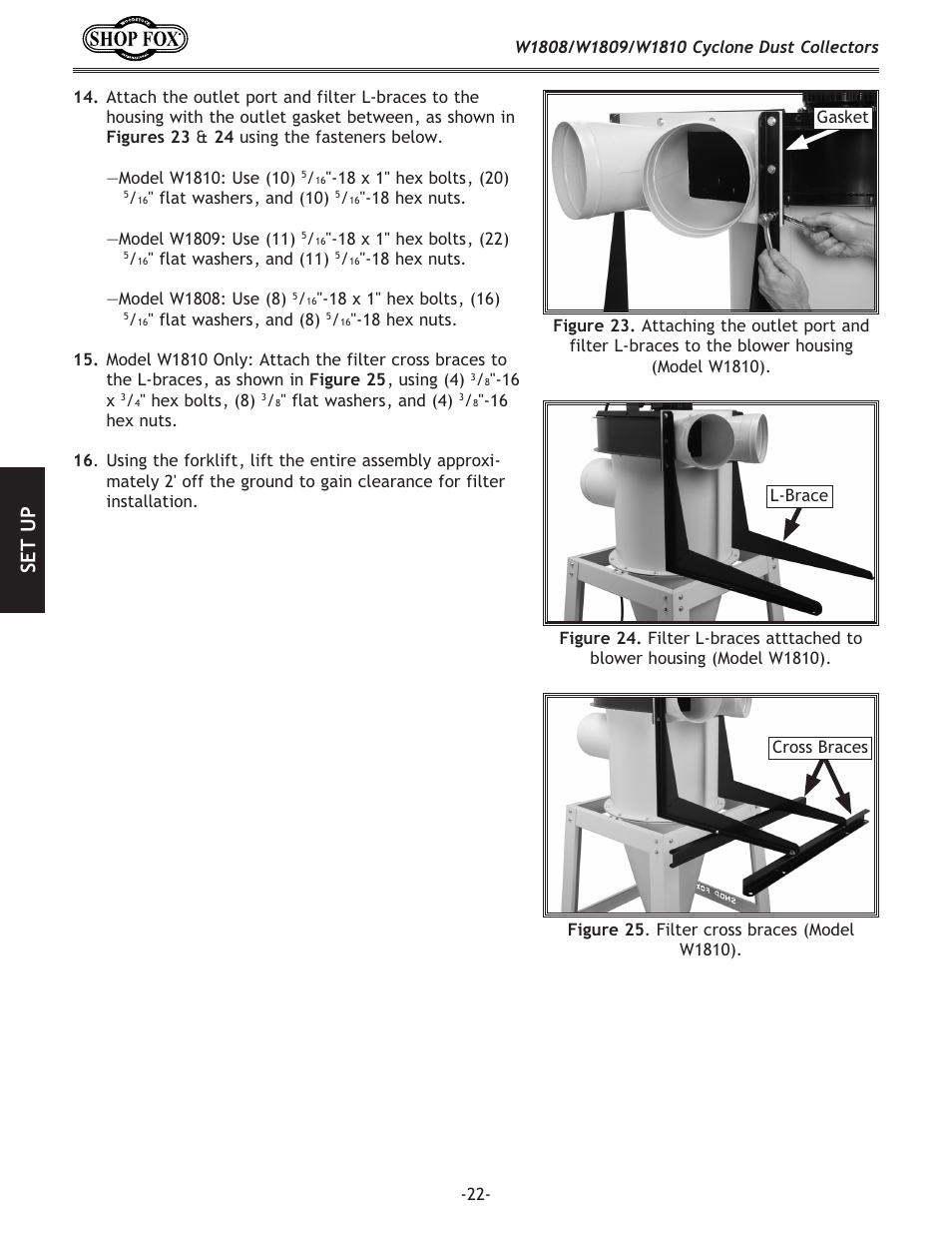 Se t u p | Woodstock SHOP FOX W1808 User Manual | Page 24 / 64