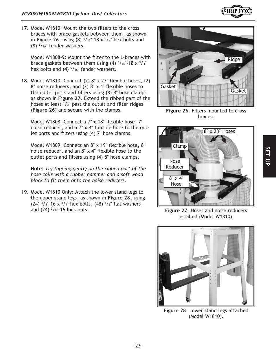 Se t u p | Woodstock SHOP FOX W1808 User Manual | Page 25 / 64