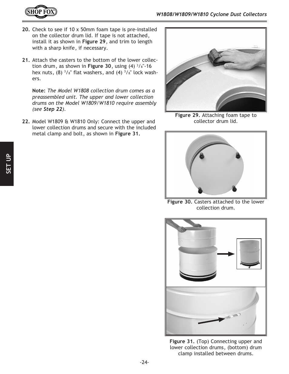 Se t u p | Woodstock SHOP FOX W1808 User Manual | Page 26 / 64