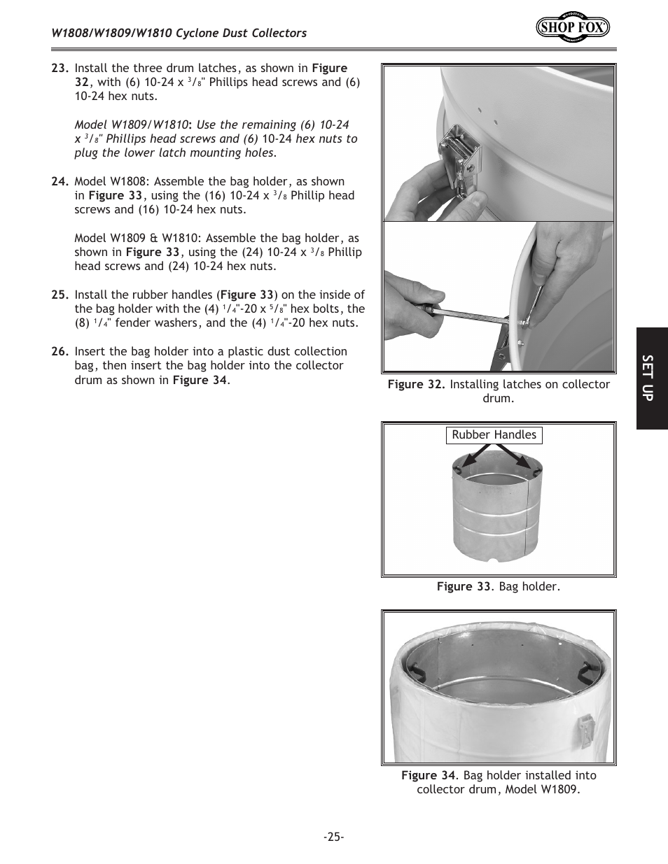 Se t u p | Woodstock SHOP FOX W1808 User Manual | Page 27 / 64