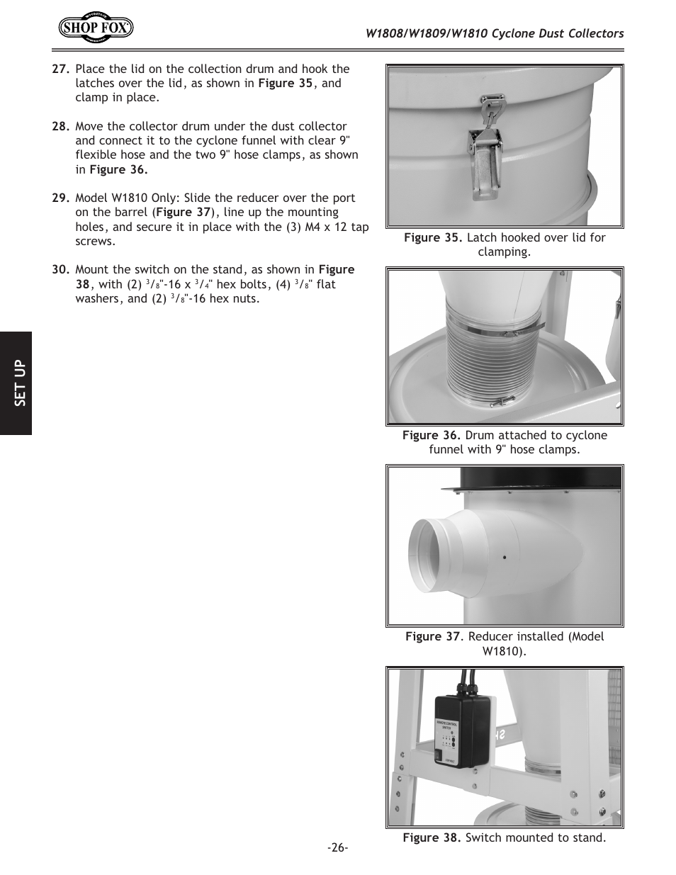 Se t u p | Woodstock SHOP FOX W1808 User Manual | Page 28 / 64