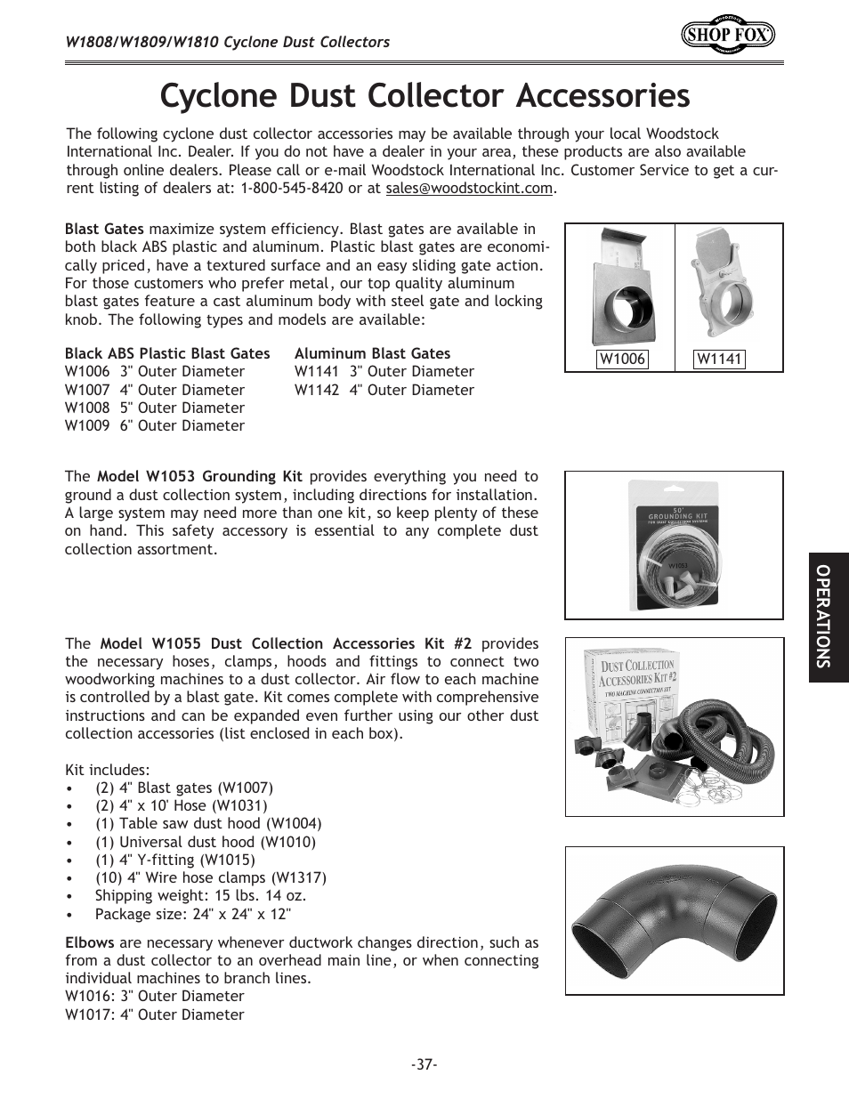 Cyclone dust collector accessories | Woodstock SHOP FOX W1808 User Manual | Page 39 / 64