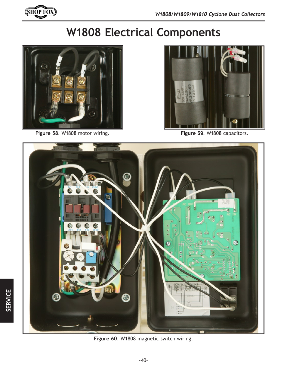 W1808 electrical components | Woodstock SHOP FOX W1808 User Manual | Page 42 / 64