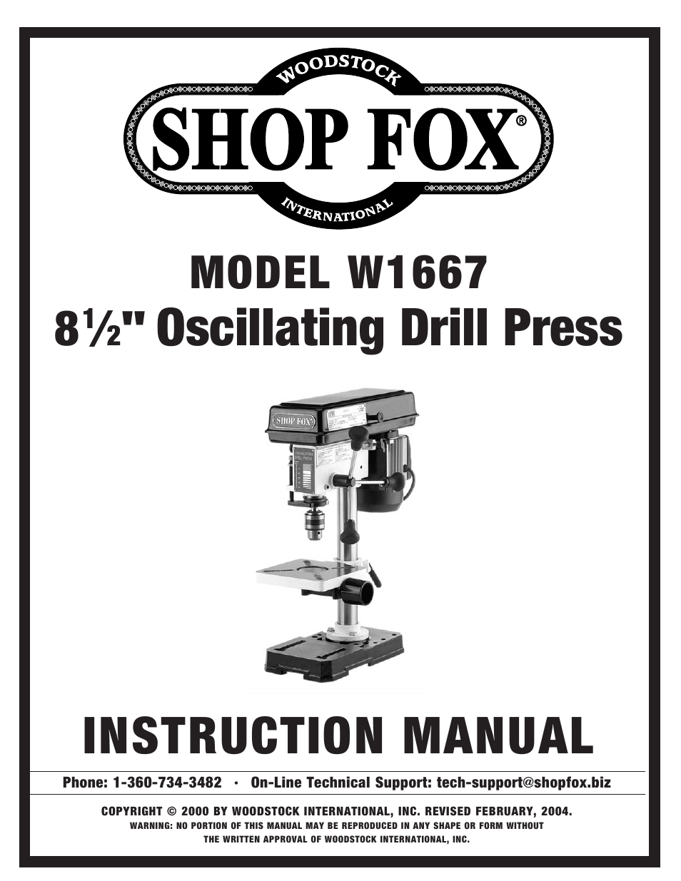 Woodstock SHOP FOX W1667 User Manual | 36 pages