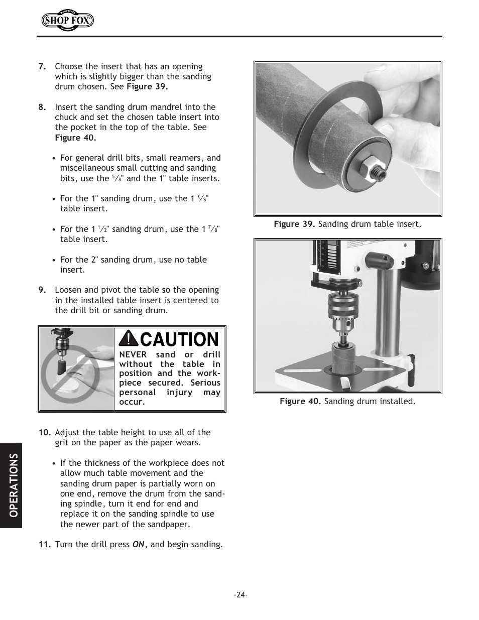 Operations | Woodstock SHOP FOX W1667 User Manual | Page 26 / 36