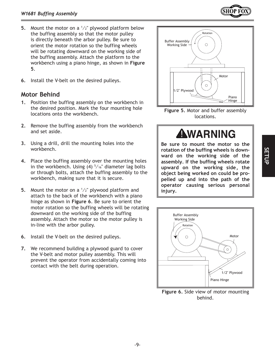 Motor.behind, Se tu p | Woodstock W1681 User Manual | Page 11 / 20