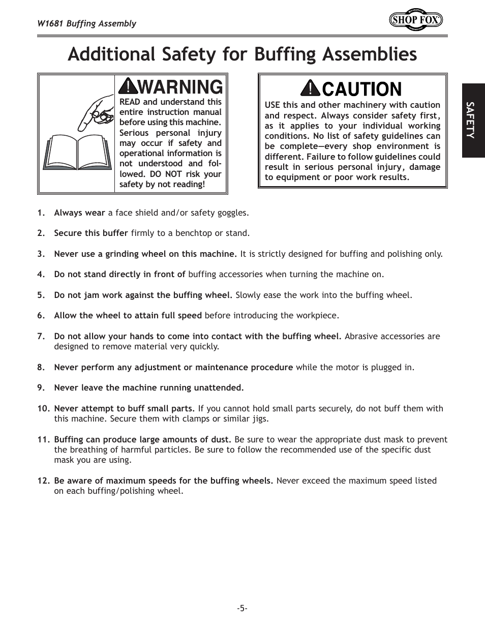 Additional.safety.for.buffing.assemblies | Woodstock W1681 User Manual | Page 7 / 20