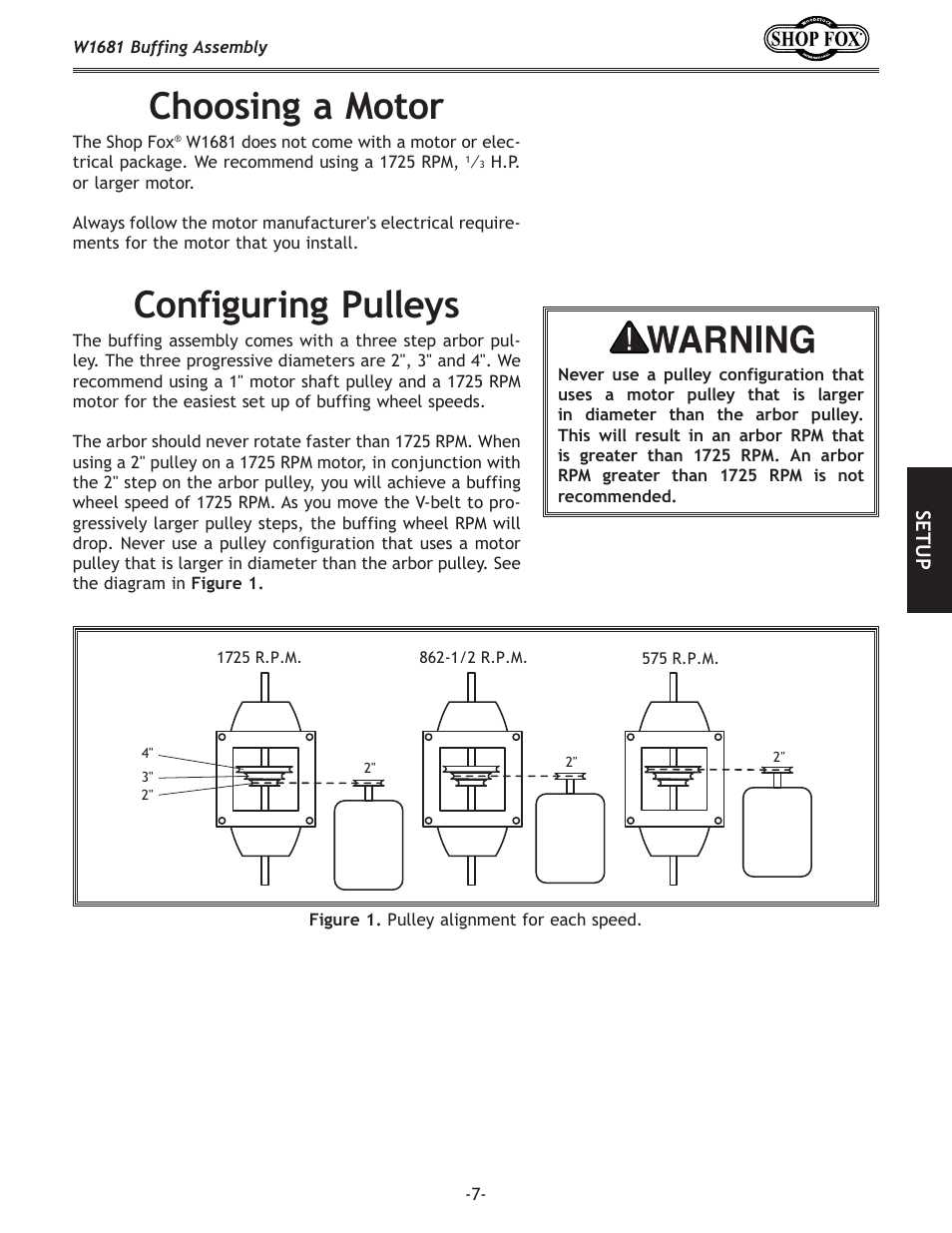 Choosing.a.motor, Configuring.pulleys | Woodstock W1681 User Manual | Page 9 / 20