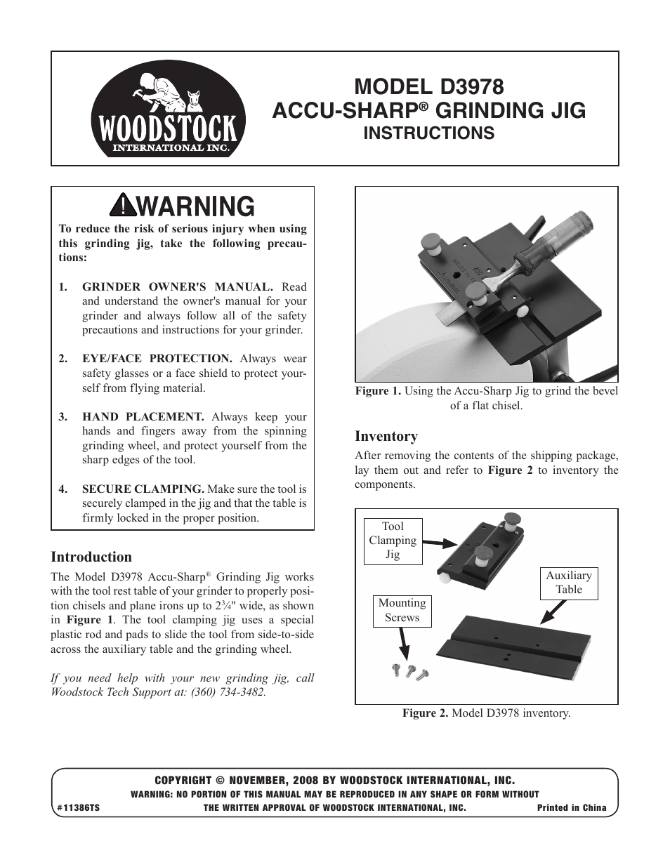 Woodstock ACCU-SHARP D3978 User Manual | 2 pages