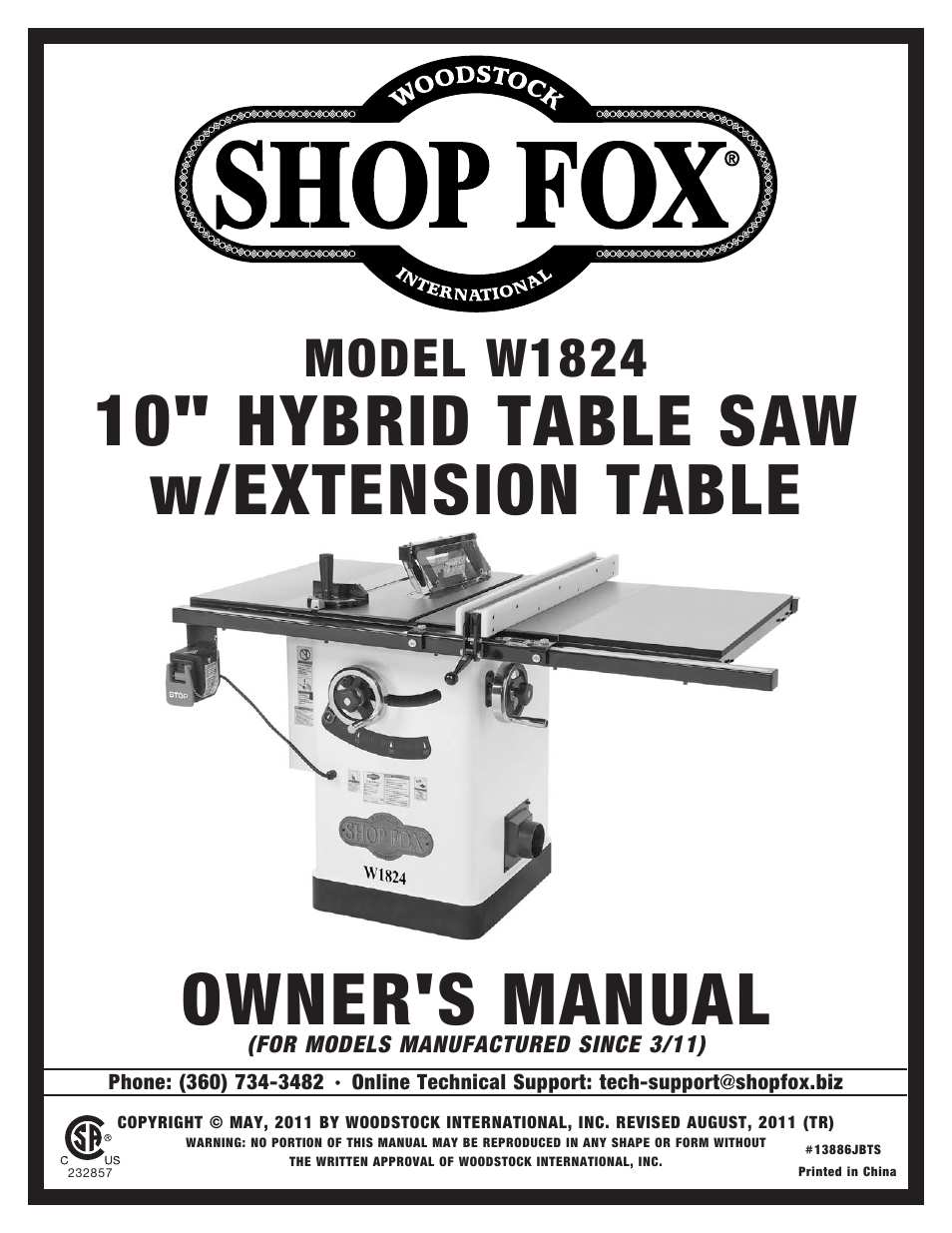 Woodstock SHOP FOX W1824 User Manual | 88 pages