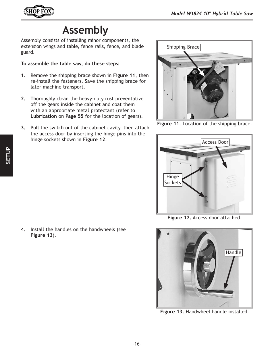 Assembly | Woodstock SHOP FOX W1824 User Manual | Page 18 / 88