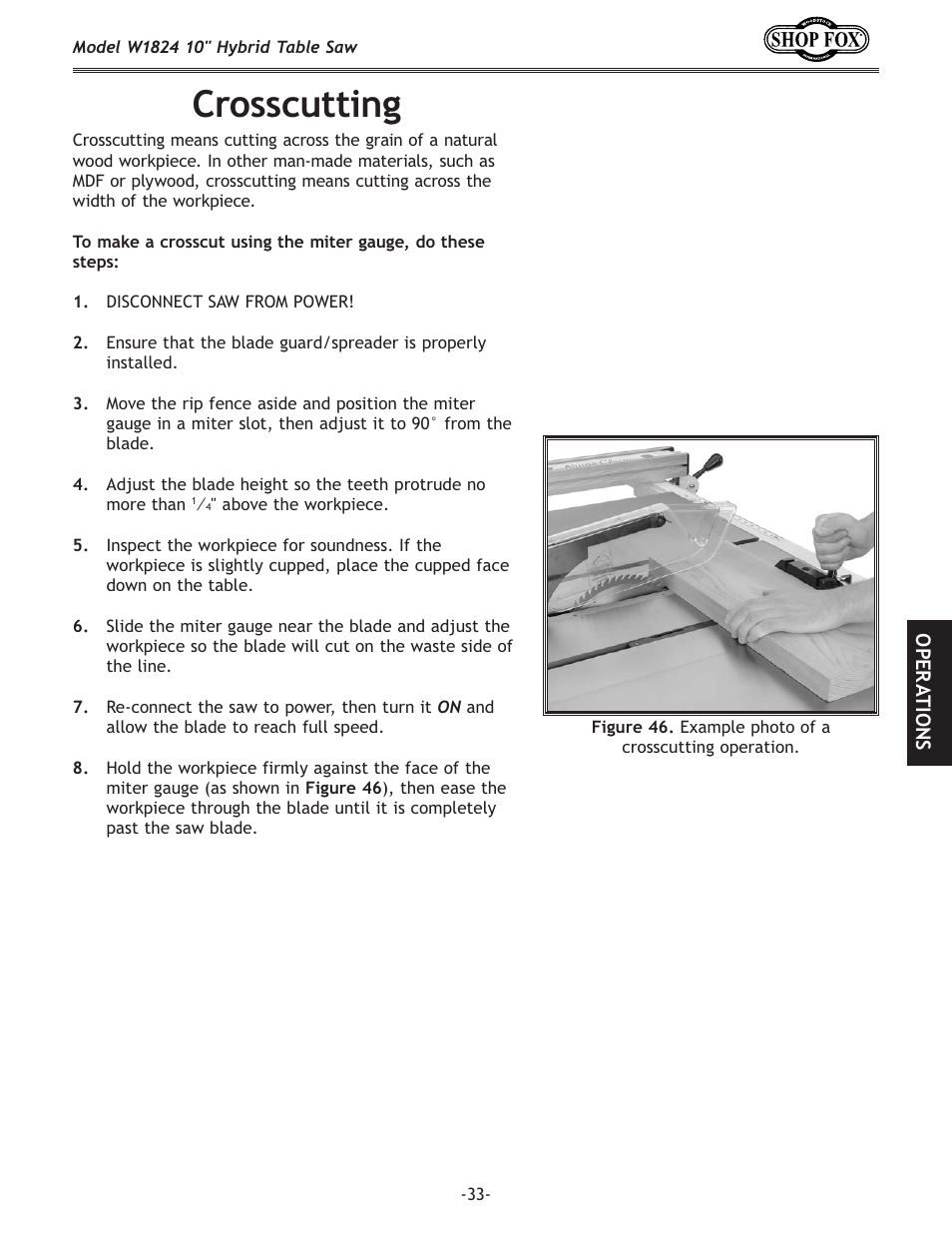 Crosscutting | Woodstock SHOP FOX W1824 User Manual | Page 35 / 88