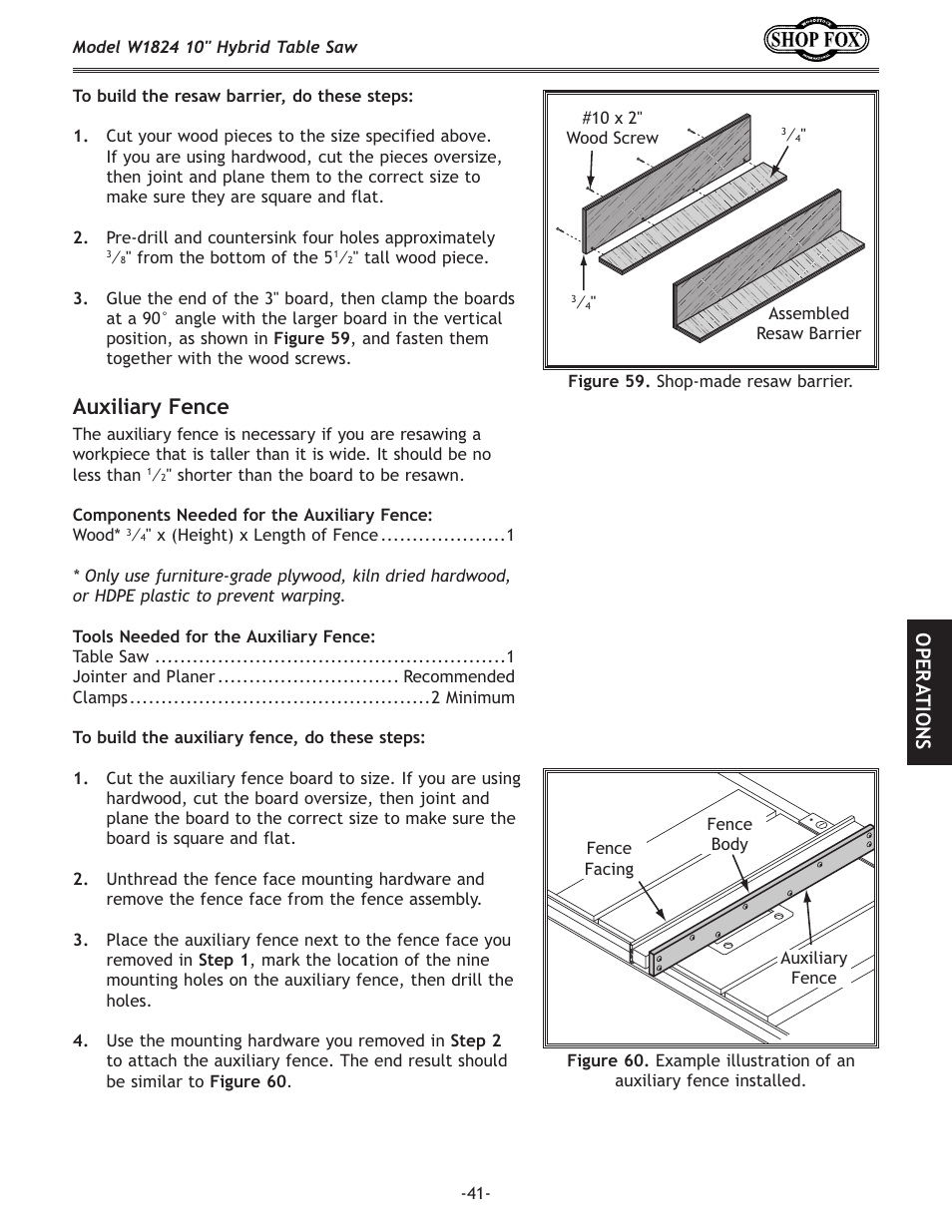 Auxiliary fence, Fg < i 8 k@fej | Woodstock SHOP FOX W1824 User Manual | Page 43 / 88