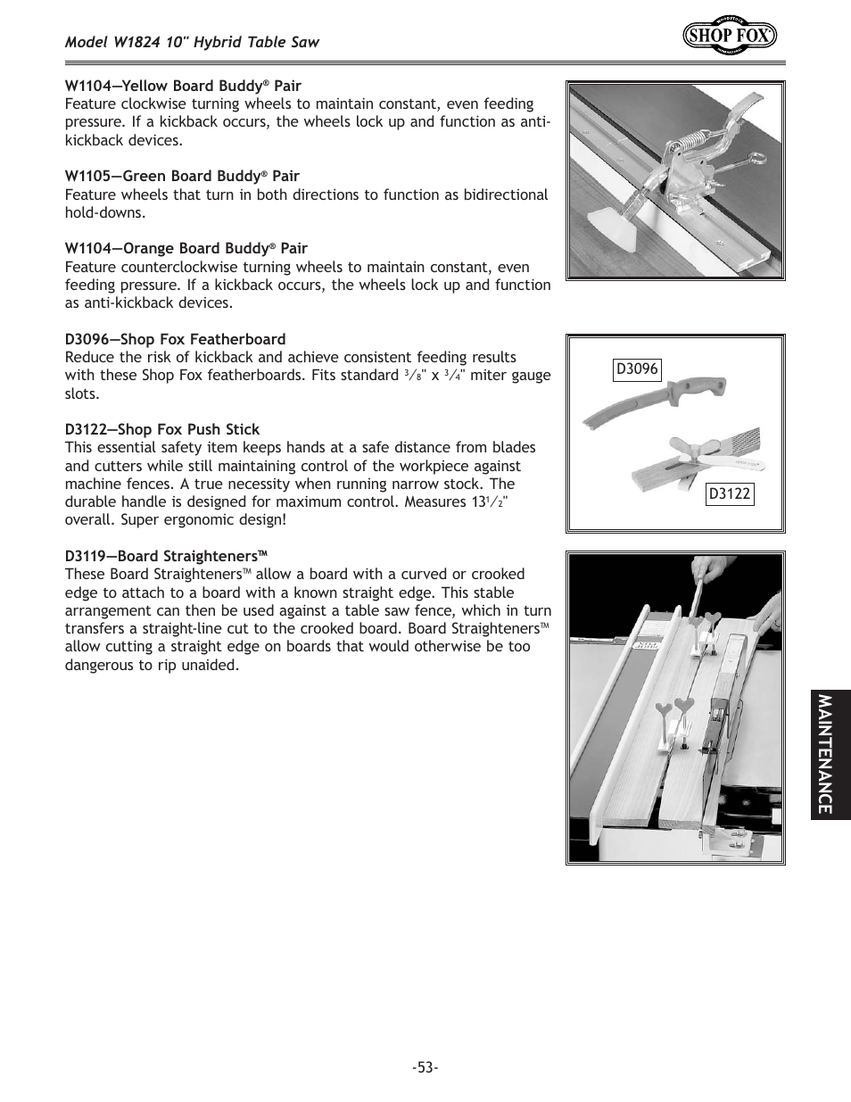 D8 @ek< e8e | Woodstock SHOP FOX W1824 User Manual | Page 55 / 88