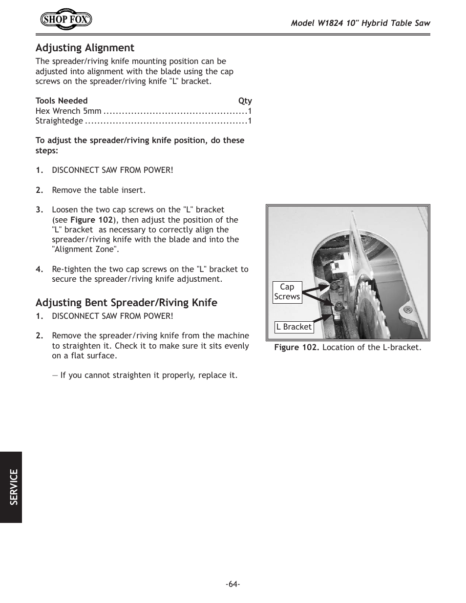 Woodstock SHOP FOX W1824 User Manual | Page 66 / 88