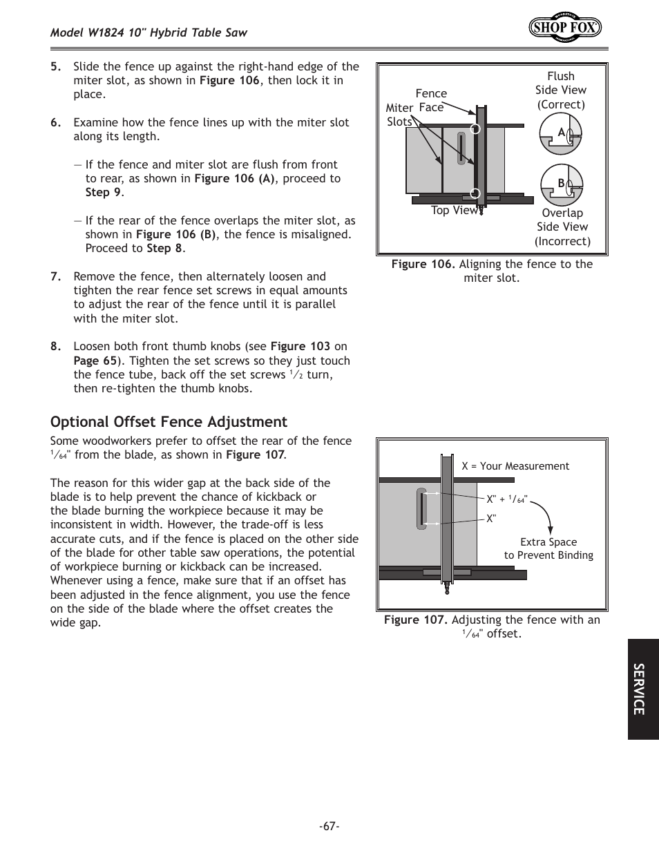 Optional offset fence adjustment, J<i m | Woodstock SHOP FOX W1824 User Manual | Page 69 / 88