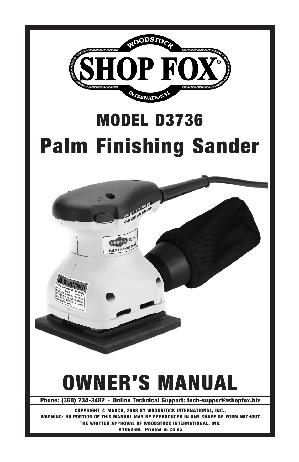 Woodstock SHOP FOX D3736 User Manual | 16 pages