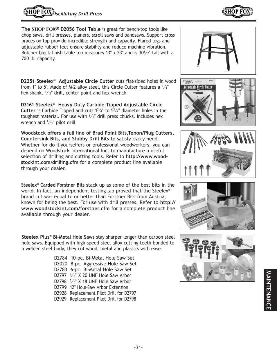 Woodstock 13 1/4" Oscillating Drill Press W1668 User Manual | Page 33 / 40