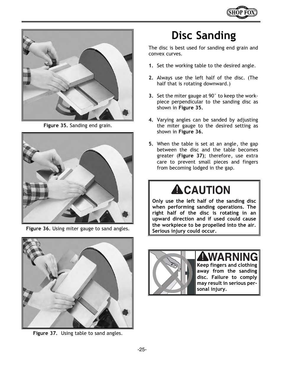 Disc sanding | Woodstock W1676 User Manual | Page 27 / 38