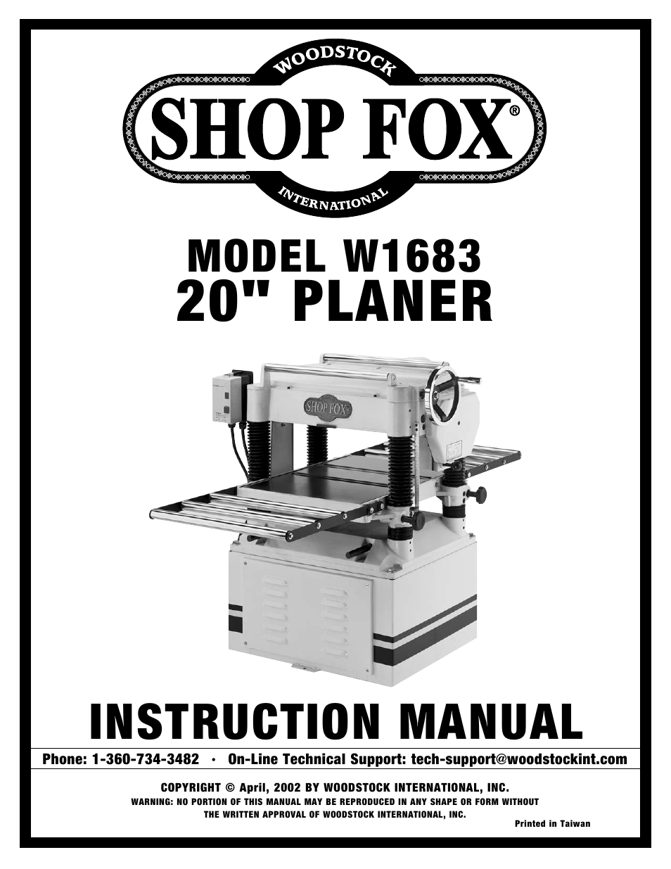 Woodstock International Shop Fox W1683 User Manual | 48 pages