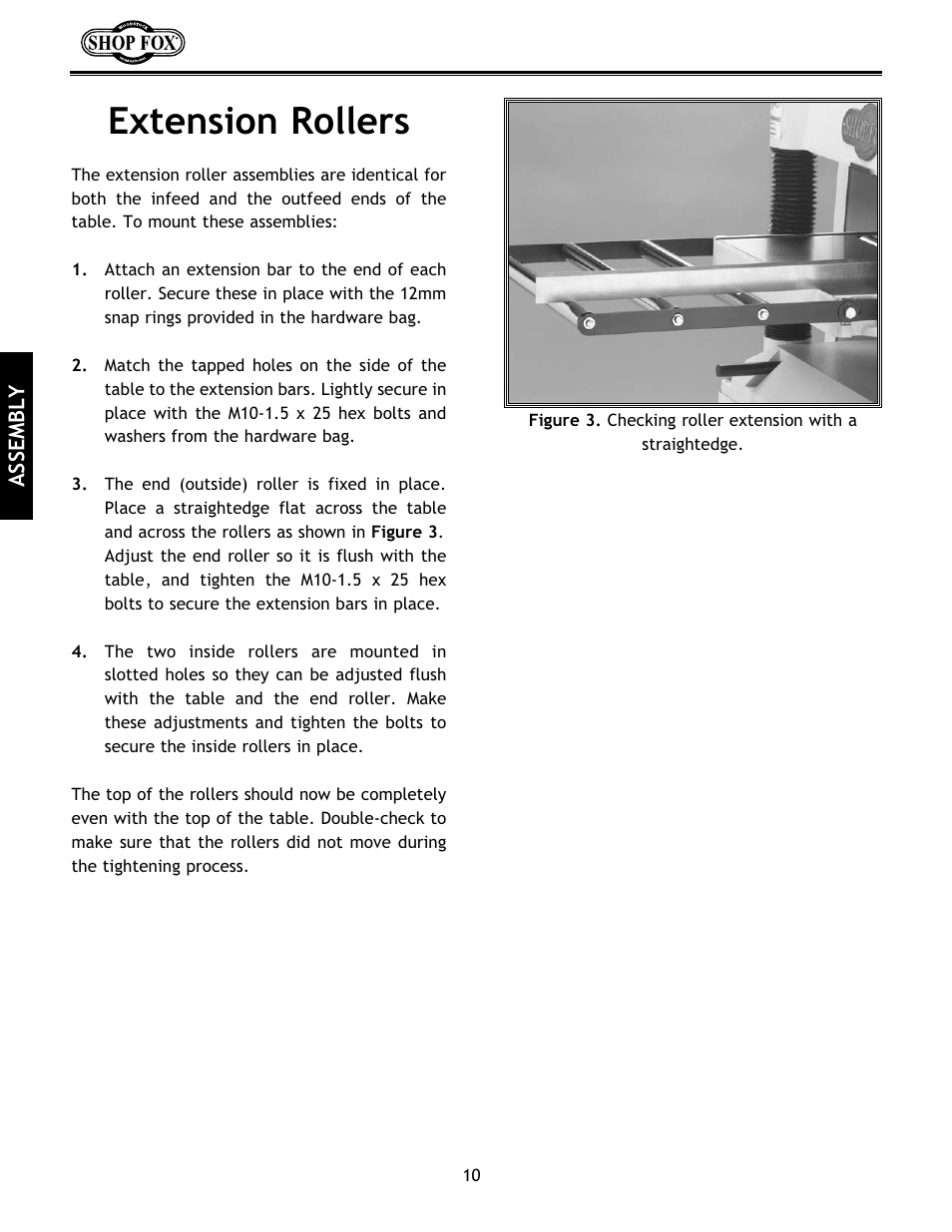 Extension rollers | Woodstock International Shop Fox W1683 User Manual | Page 12 / 48