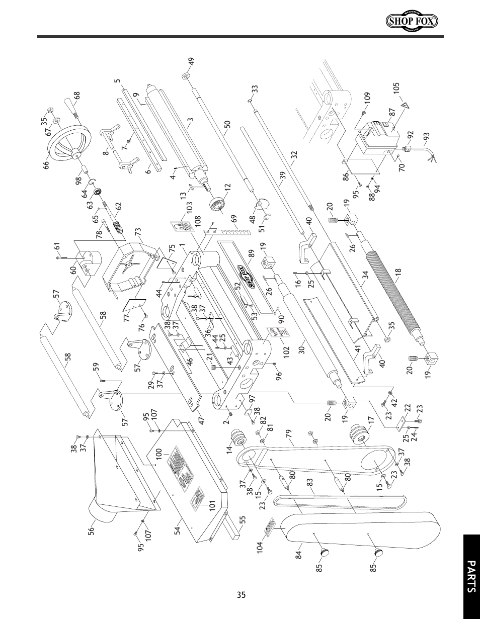 Parts | Woodstock International Shop Fox W1683 User Manual | Page 37 / 48