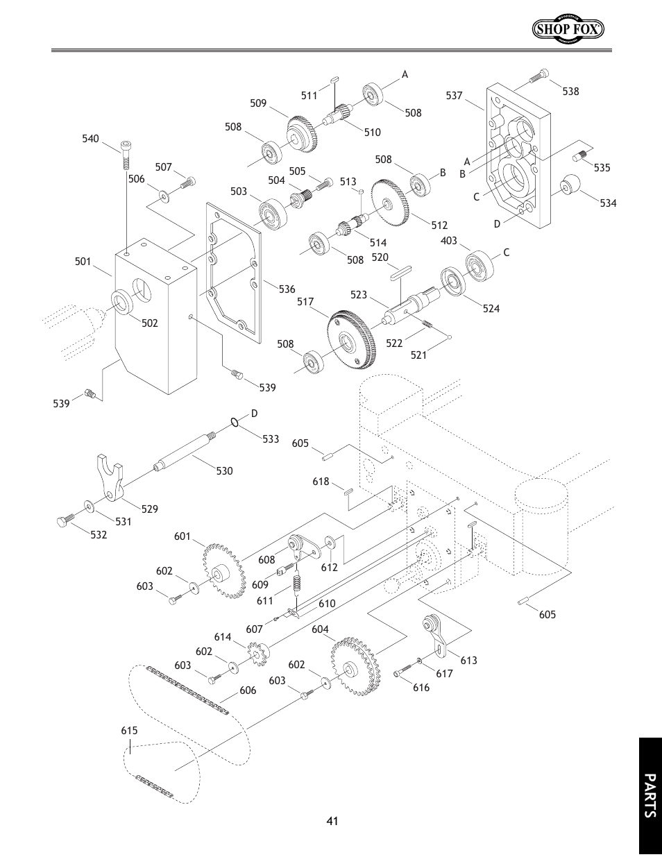 Parts, Rin g, At o r | Woodstock International Shop Fox W1683 User Manual | Page 43 / 48