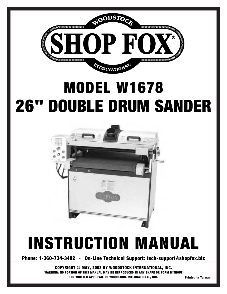 Woodstock SHOP FOX W1678 User Manual | 54 pages