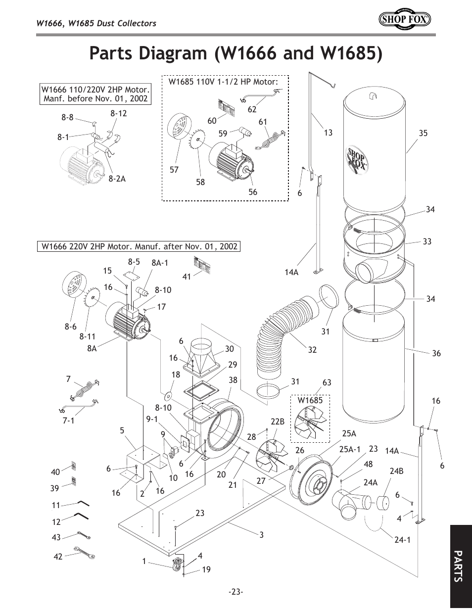 Parts | Woodstock W1666 User Manual | Page 23 / 32