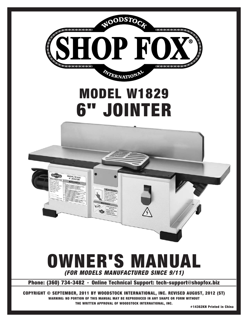 Woodstock SHOP FOX W1829 User Manual | 48 pages