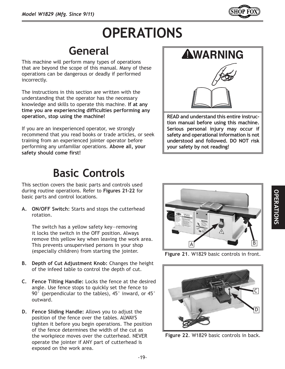 Fg<i8k@fej, E\ixc, 9xj`z:fekifcj | Woodstock SHOP FOX W1829 User Manual | Page 21 / 48