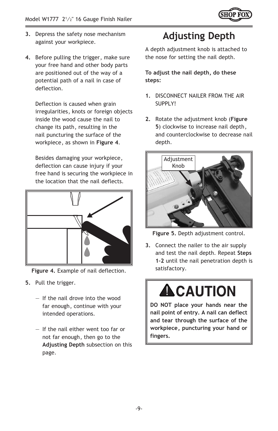 Adjusting depth | Woodstock W1777 User Manual | Page 11 / 20