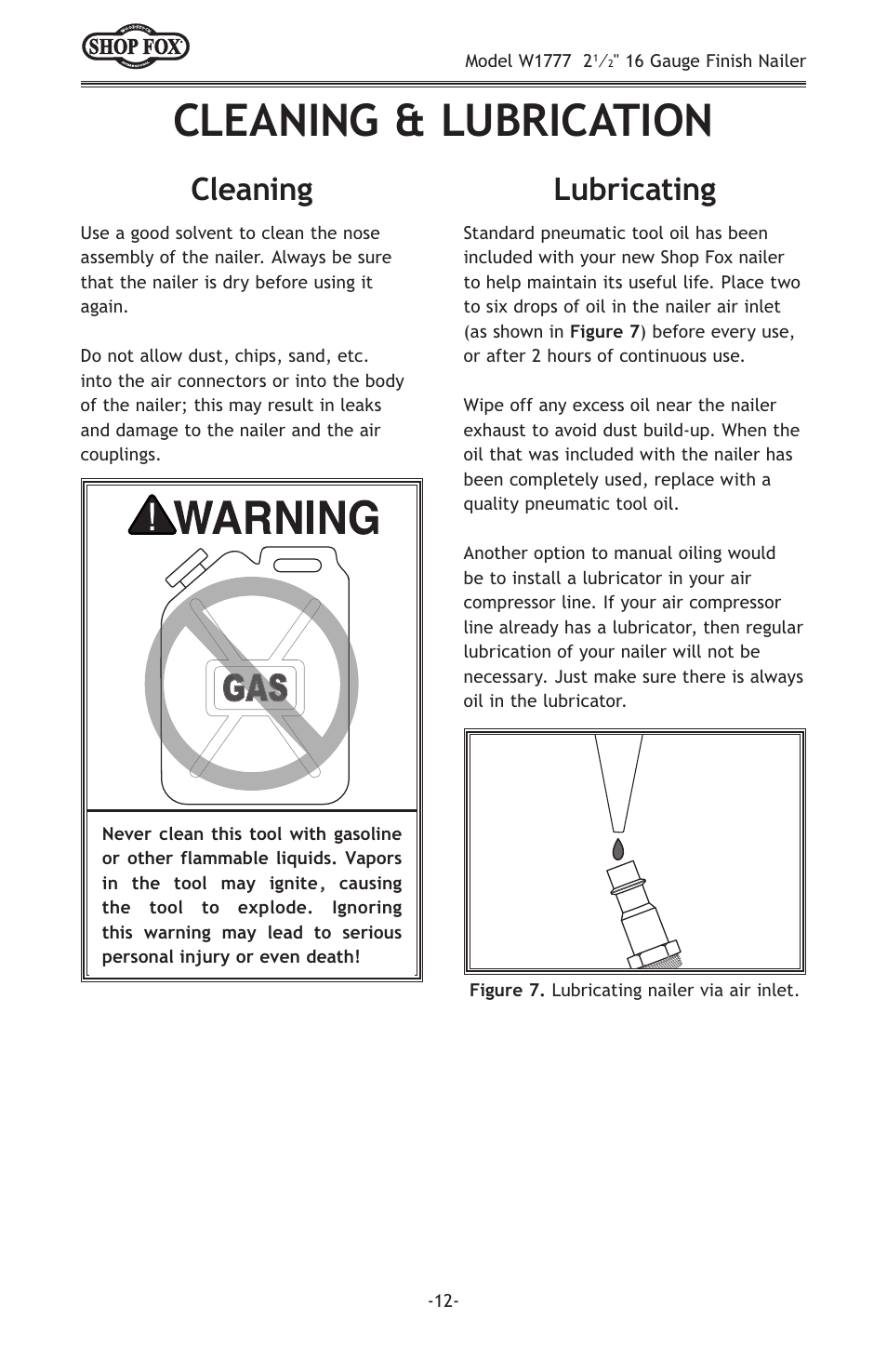 Cleaning & lubrication, Cleaning, Lubricating | Woodstock W1777 User Manual | Page 14 / 20