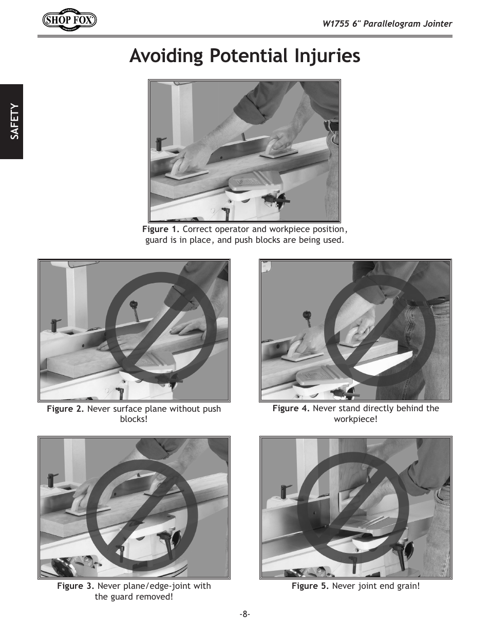 Avoiding potential injuries | Woodstock SHOP FOX W1755 User Manual | Page 10 / 56