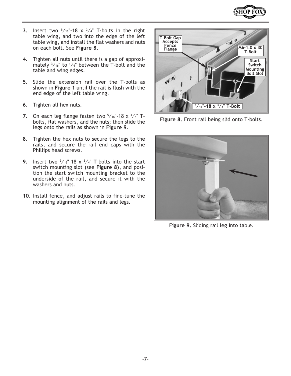 Woodstock ALUMA-CLASSIC W1720 User Manual | Page 9 / 20