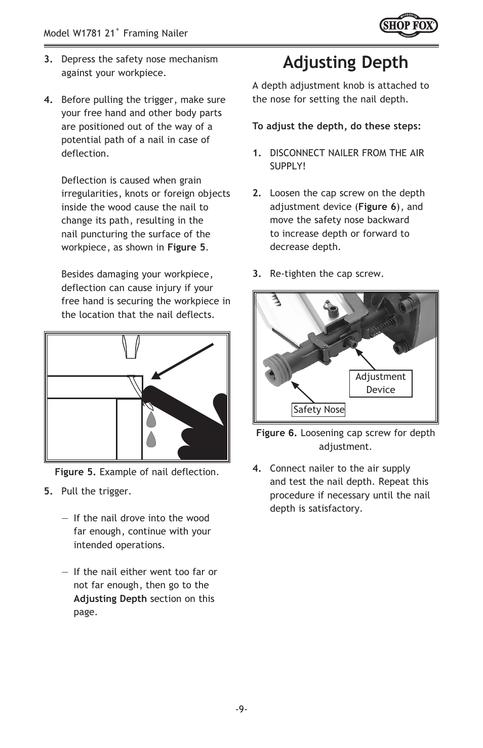 Adjusting depth | Woodstock W1781 User Manual | Page 11 / 20