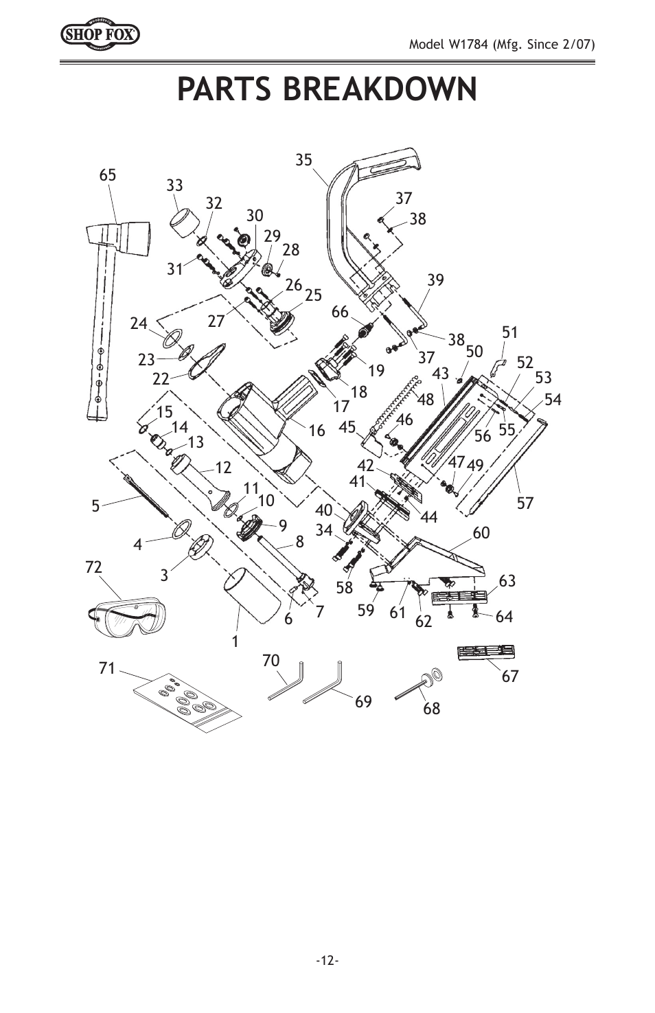 Parts breakdown | Woodstock W1784 User Manual | Page 14 / 20