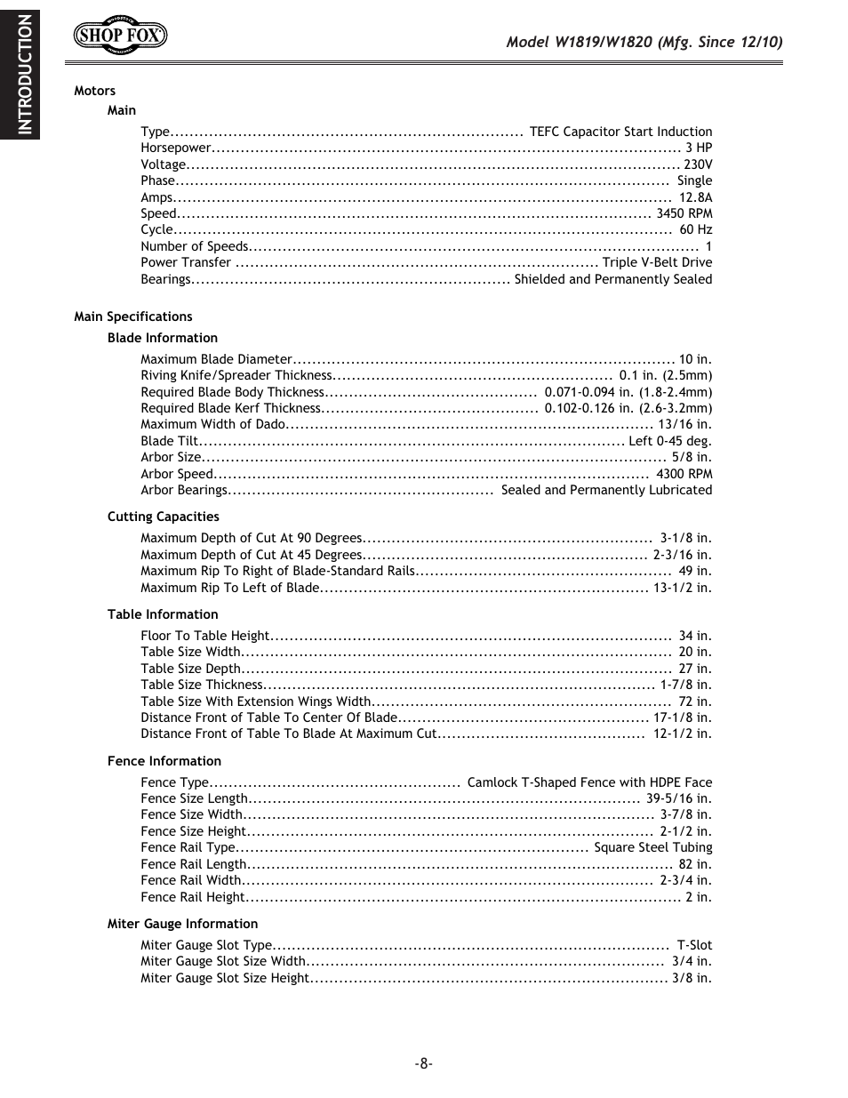Eki f;l: k@fe | Woodstock W1820 User Manual | Page 10 / 96