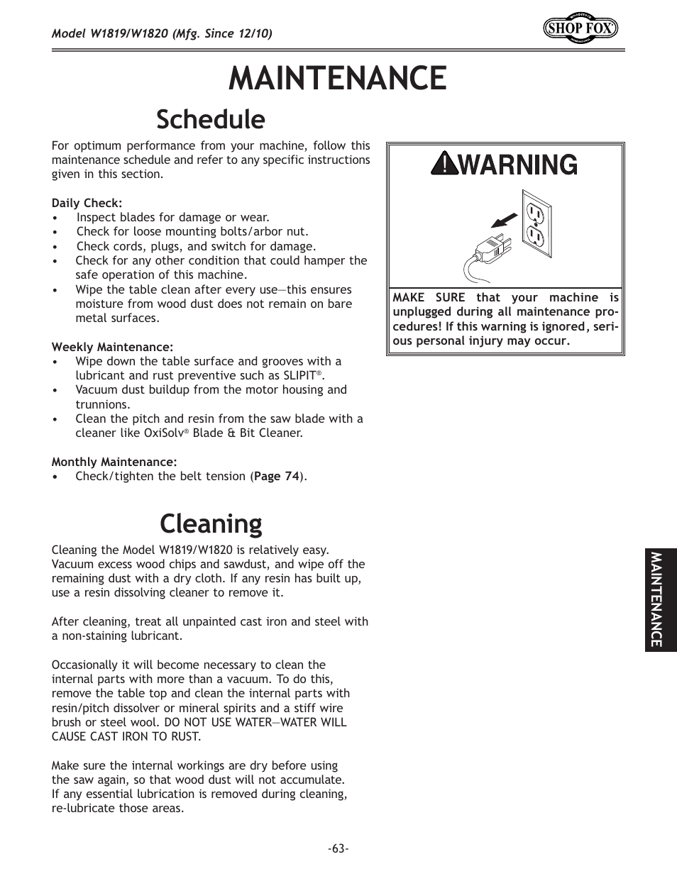 D8@ek<e8e, C\xe`e, Jz_\[lc | Woodstock W1820 User Manual | Page 65 / 96