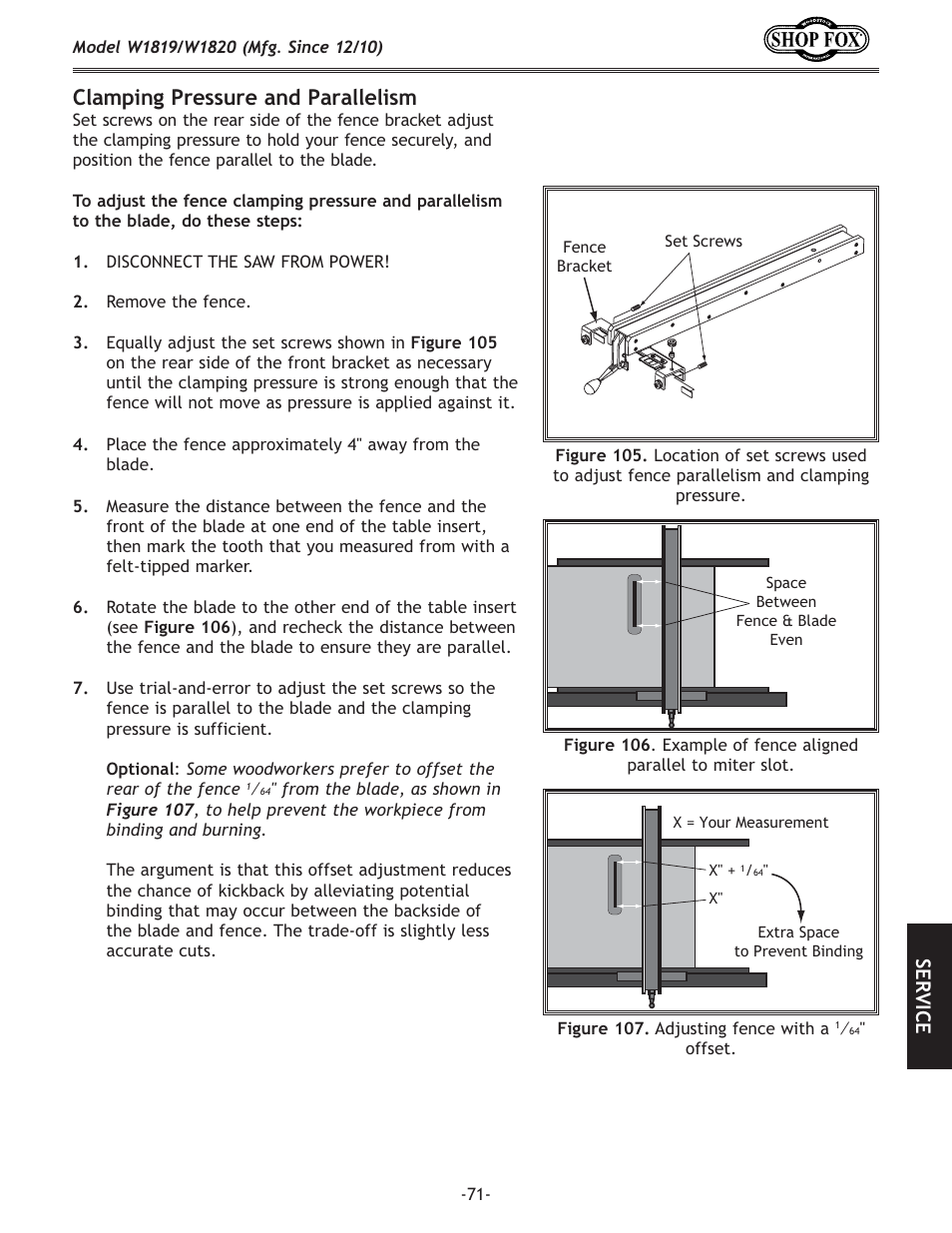 Clamping pressure and parallelism, J<i m | Woodstock W1820 User Manual | Page 73 / 96