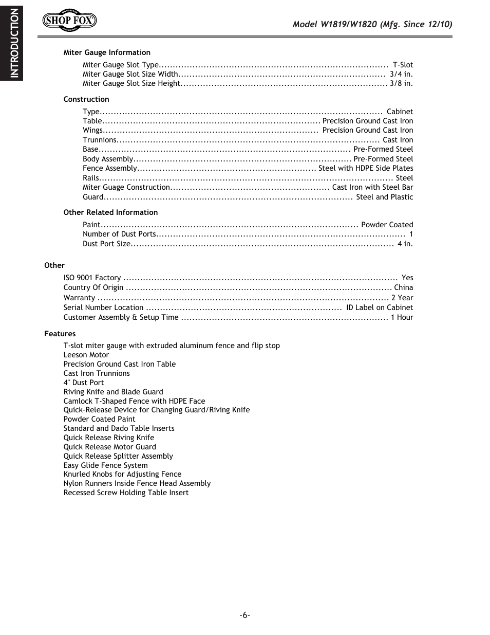 Eki f;l: k@fe | Woodstock W1820 User Manual | Page 8 / 96