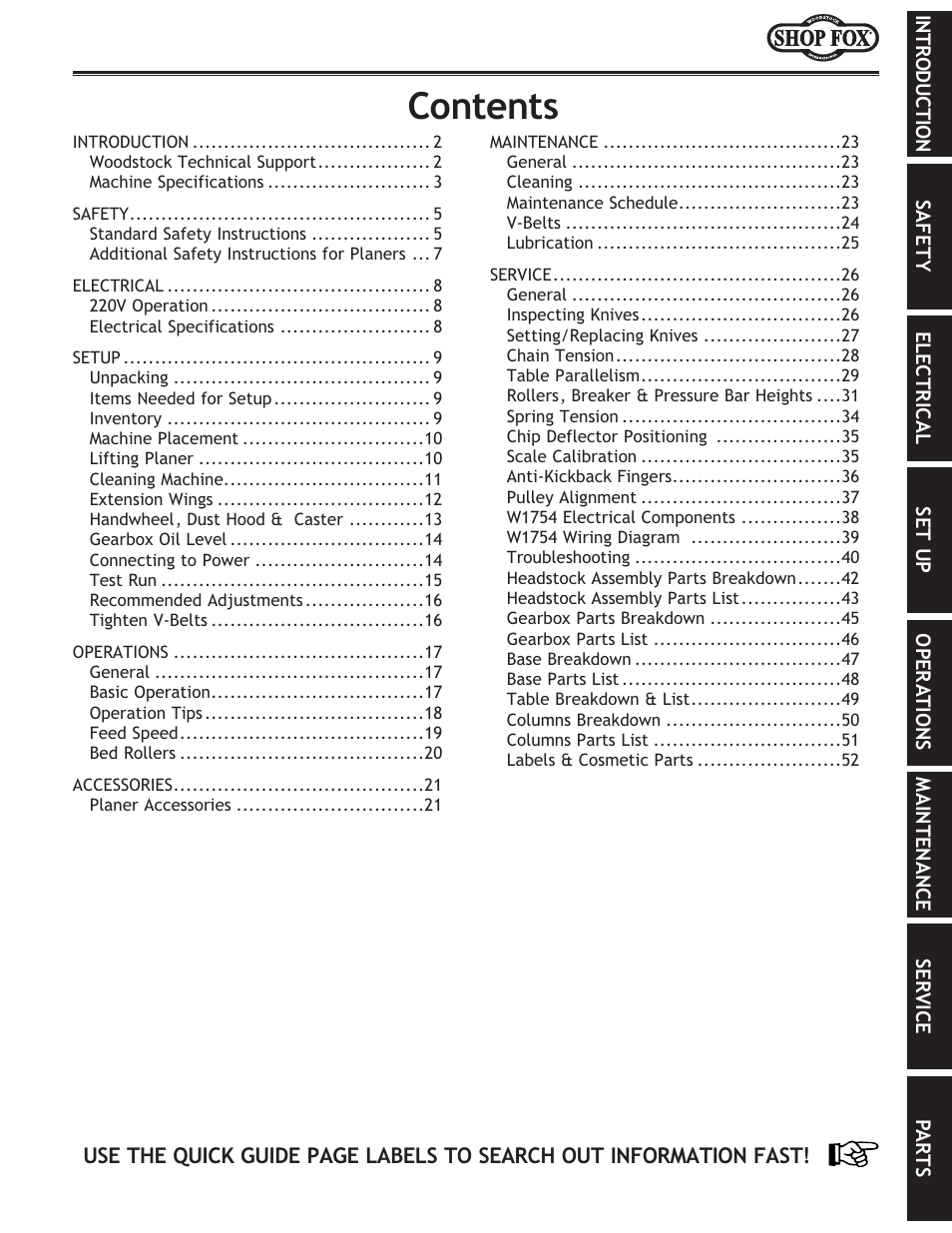 Woodstock SHOP FOX W1754S User Manual | Page 15 / 69