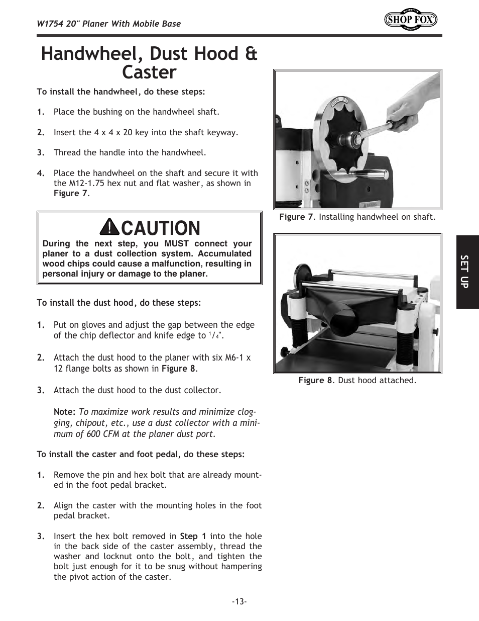 Handwheel, dust hood & caster | Woodstock SHOP FOX W1754S User Manual | Page 27 / 69