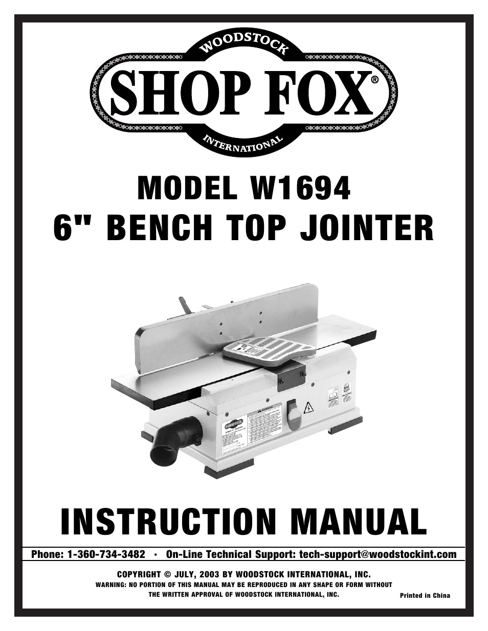 Woodstock W1694 User Manual | 44 pages