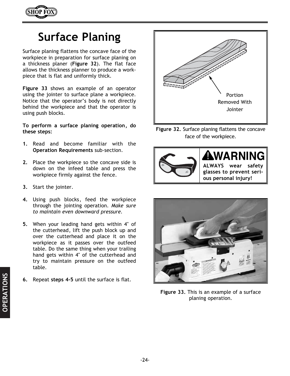 Surface planing | Woodstock W1694 User Manual | Page 26 / 44