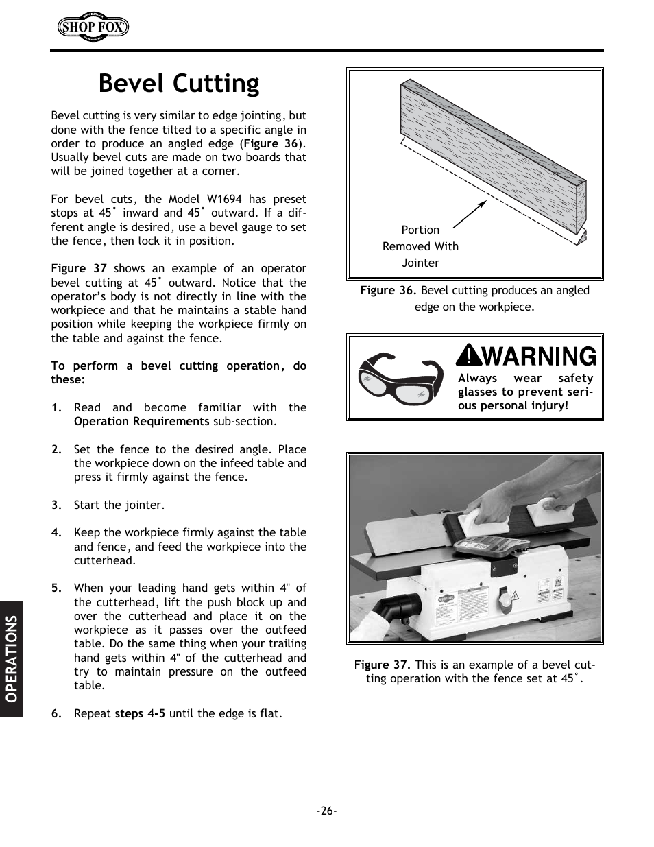 Bevel cutting | Woodstock W1694 User Manual | Page 28 / 44
