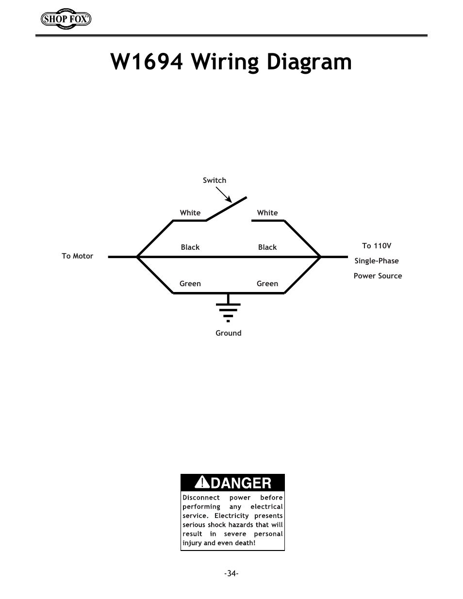 W1694 wiring diagram | Woodstock W1694 User Manual | Page 36 / 44
