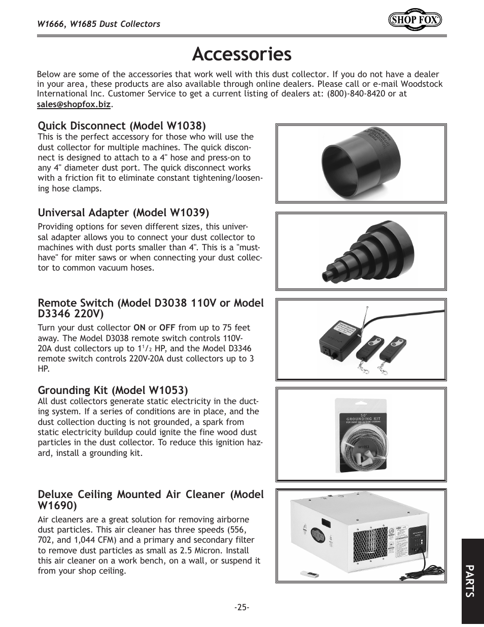 Accessories | Woodstock SHOP FOX W1666 User Manual | Page 25 / 32
