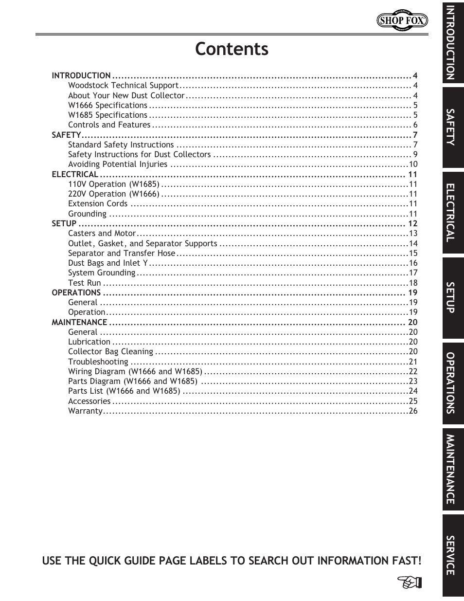 Woodstock SHOP FOX W1666 User Manual | Page 3 / 32